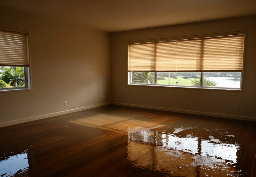 Flooded storage area in a West Hoxton commercial property before cleanup
